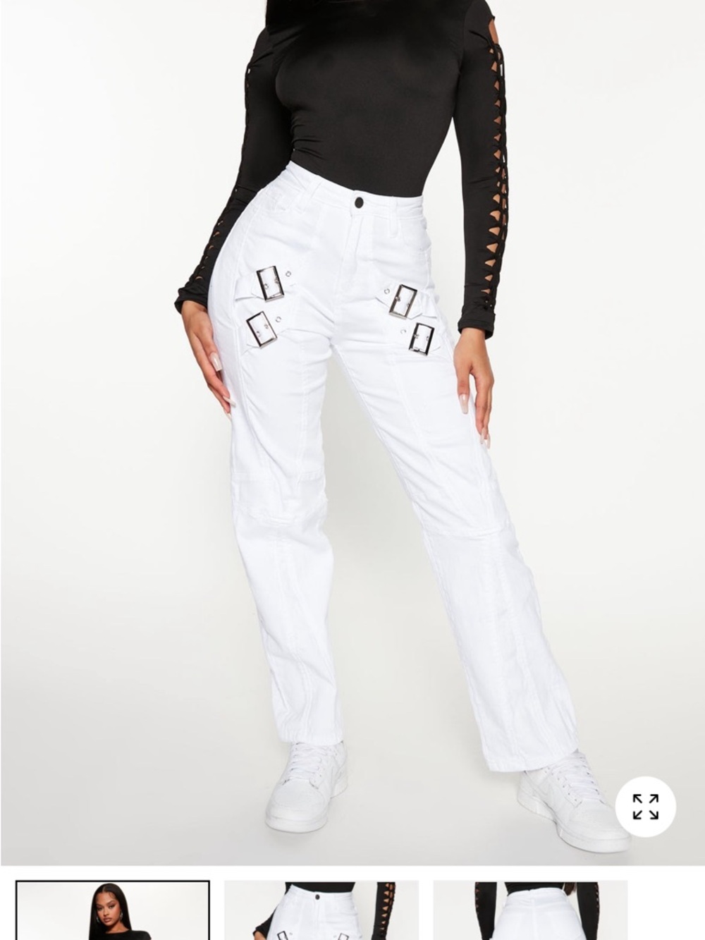 White Utility Buckle Cargo Pants Womens size 3